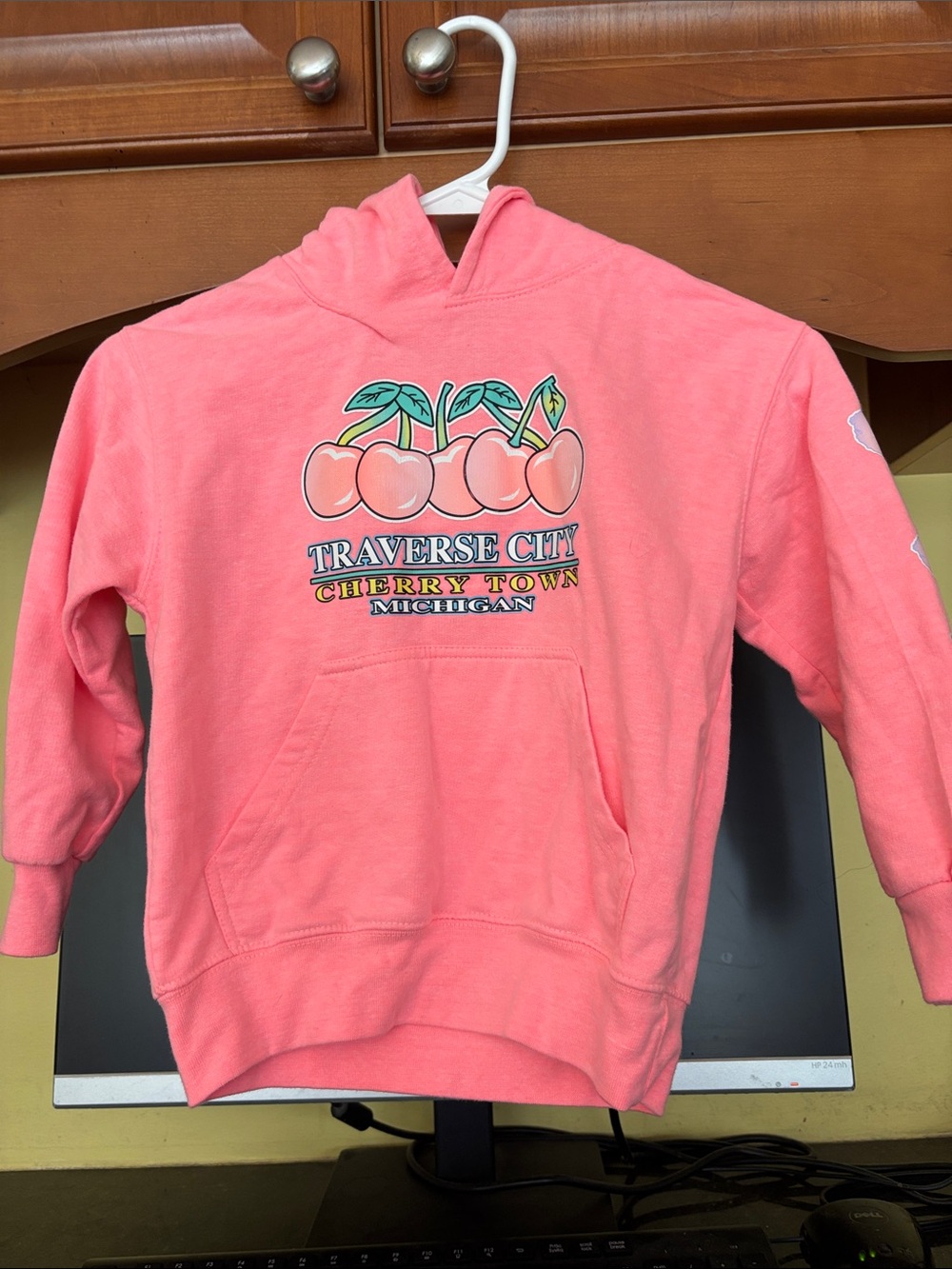 Traverse City Cherry Town Coral Pink Kids Hoodie
